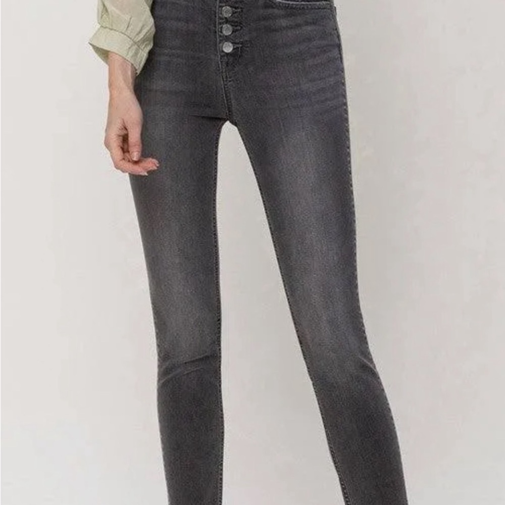 Flying Monkey High Rise Button Fly Frayed Skinny